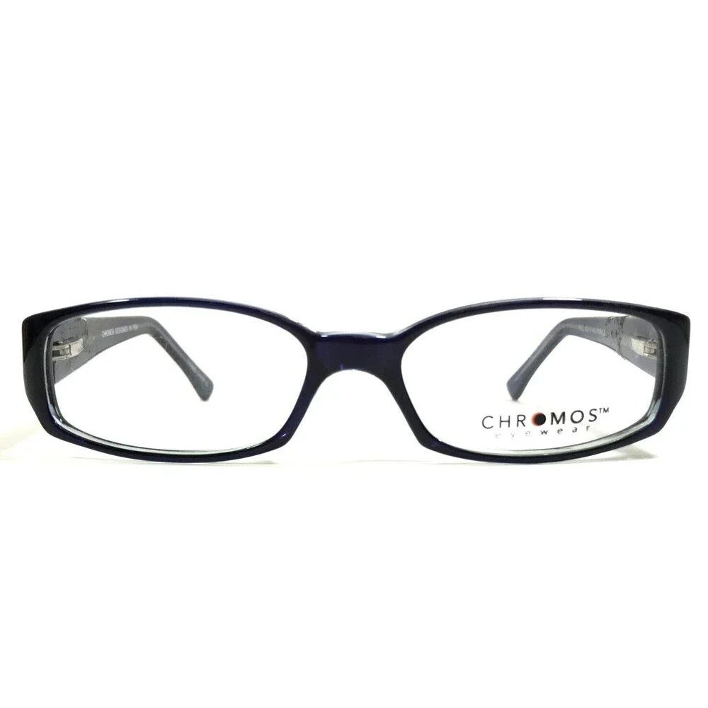 Chromos Eyeglasses Frames WEIL PURPLE Blue Clear Rectangular Full Rim 52-18-140